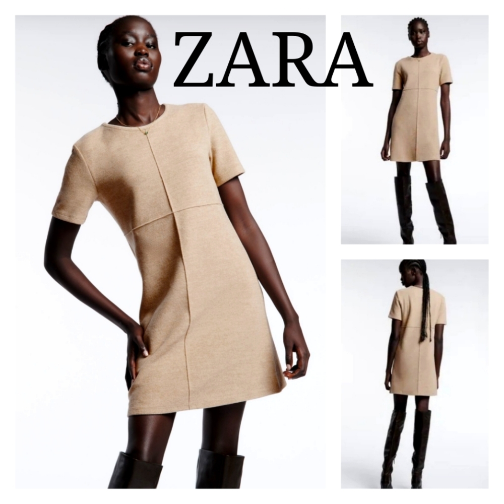 ZARA Basic Soft Dress Light Camel